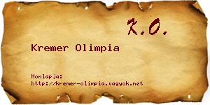 Kremer Olimpia névjegykártya